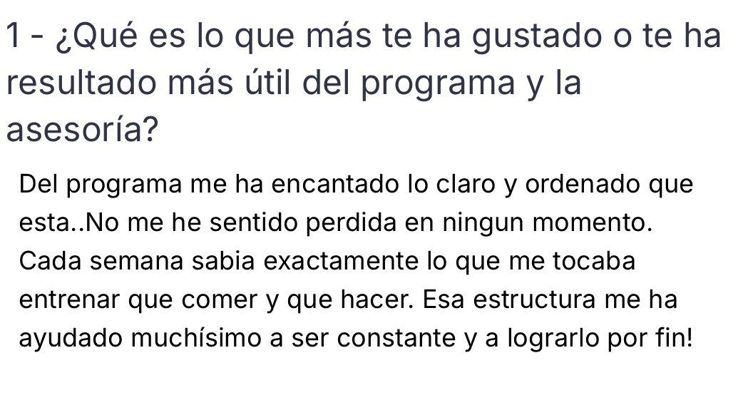 Reseña de una clienta de TAMFIT