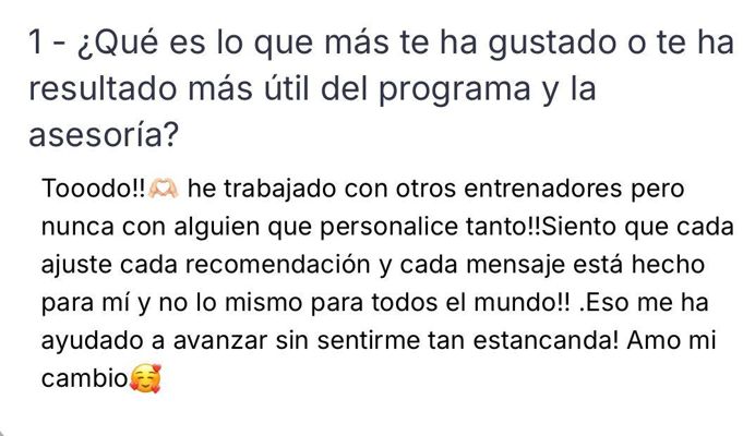 Reseña de una clienta de TAMFIT